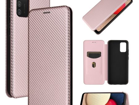 Anti-scratch Carbon Fiber Texture Auto-absorbed Leather Cover for Samsung Galaxy A02s (164.2x75.9x9.1mm) Stand Shell Fashion