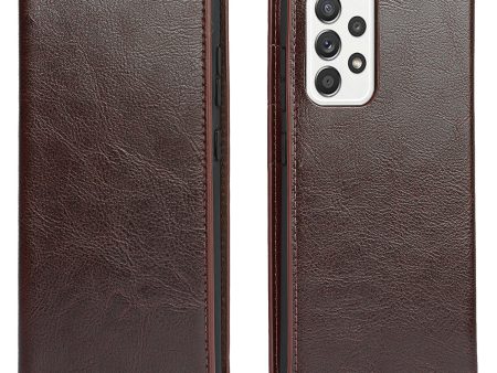 Crazy Horse Skin Genuine Leather Wallet Phone Case with Stand for Samsung Galaxy A52 4G 5G   A52s 5G Online