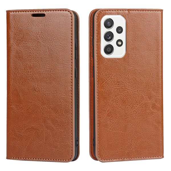 Crazy Horse Skin Genuine Leather Wallet Phone Case with Stand for Samsung Galaxy A52 4G 5G   A52s 5G Online