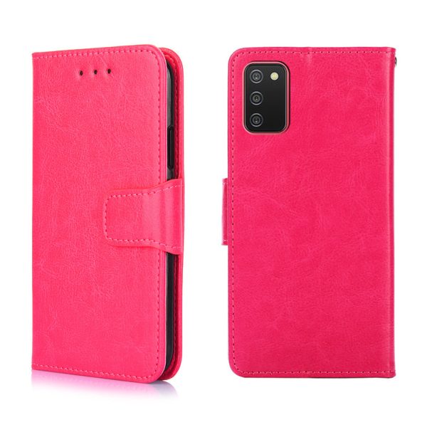 Crazy Horse PU Leather Wallet Stand Case Cover for Samsung Galaxy A02s (164.2x75.9x9.1mm) Fashion