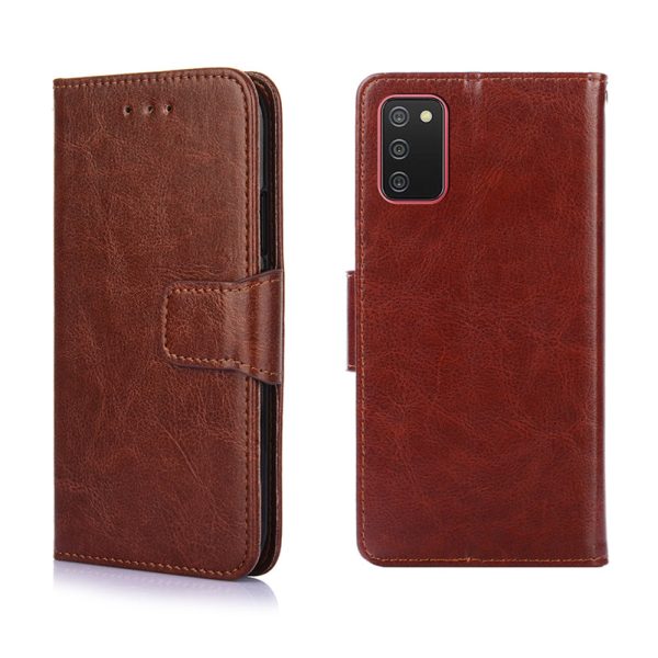 Crazy Horse PU Leather Wallet Stand Case Cover for Samsung Galaxy A02s (164.2x75.9x9.1mm) Fashion