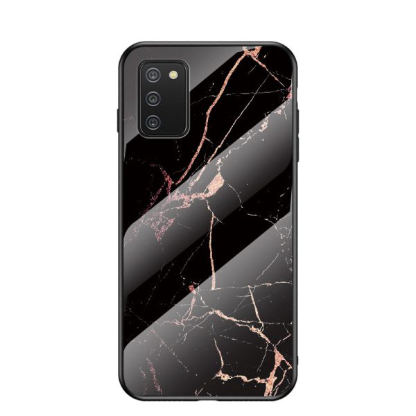 Wear and Scratch Resistant Marbling Pattern Tempered Glass Hybrid Case Cell Phone Cover for Samsung Galaxy A02s (164.2x75.9x9.1mm) Cheap