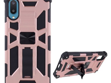 Armor Shockproof Kickstand PC TPU Phone Case with Magnetic Metal Sheet for Samsung Galaxy A02 M02 on Sale