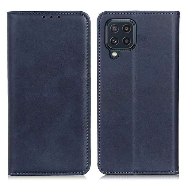 Auto-absorbed Split Leather Magnetic Wallet Phone Stand Shell Case for Samsung Galaxy M32 (Global Version) Online now