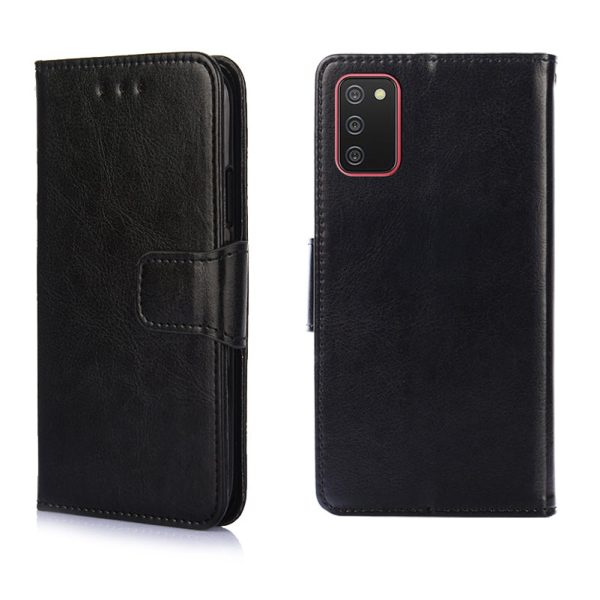 Crazy Horse PU Leather Wallet Stand Case Cover for Samsung Galaxy A02s (164.2x75.9x9.1mm) Fashion