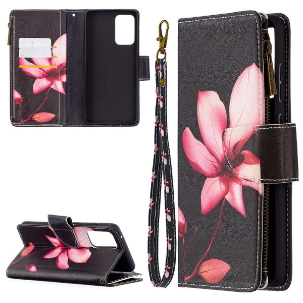 BF03 Zipper Wallet Pattern Printing Leather Phone Case for Samsung Galaxy A72 5G Sale