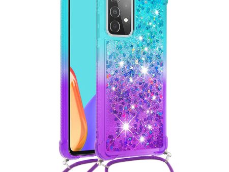 Shockproof Gradient Glitter Powder Quicksand TPU Cell Phone Shell with Strap for Samsung Galaxy A52 4G 5G   A52s 5G Sale